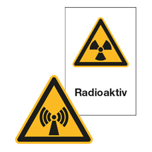 Warnschilder für Strahlungen