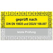 Prüfplakette geprüft nach DIN EN 15635