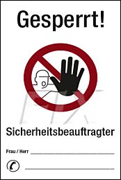 Regalkennzeichnung - Gesperrt - Sicherheitsbeauftragter