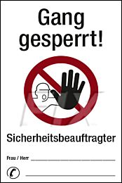 Regalkennzeichnung - Gang gesperrt