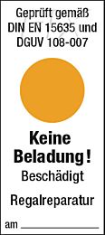 Regalschadenkennzeichnung: keine Beladung