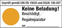 Regalschadenkennzeichnung: keine Beladung