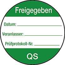 Zustands-Plakette: QS Freigegeben