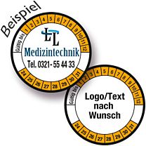 Prüfplakette nach Wunsch mit Jahreszahl und Monaten, Layout 5