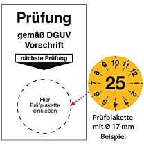 Grundetikett für Prüfplaketten - nächste Prüfung nach DGUV