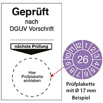 Grundetikett für Prüfplaketten - geprüft nach DGUV