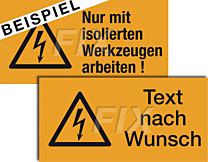 Blitzpfeil mit Text nach Wunsch