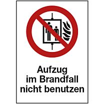 Aufzug im Brandfall nicht benutzen