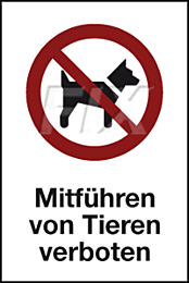 Mitführen von Tieren verboten