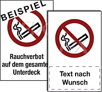 Rauchverbot mit Text nach Wunsch