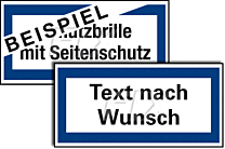 Zusatzzeichen mit individuellem Text