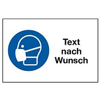 Maskenpflicht nach ISO, mit Wunschtext