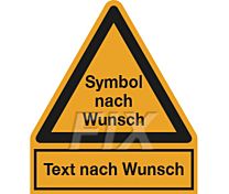 Warnzeichen - Symbol und Text nach Wunsch