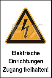 Elektr. Einrichtungen - Zugang freihalten!