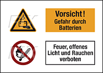 Vorsicht! Gefahr durch Batterien