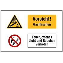 Vorsicht ! Gasflaschen. Feuer, offenes Licht und Rauchen verboten.