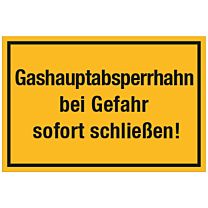 Gashaupthahn bei Gefahr sofort schließen