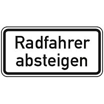 Radfahrer absteigen