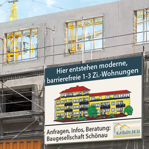 Bauschild Neubau einer Wohnanlage